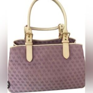 NWOT DOONY & BOURKE SIGNATURE MONOGRAM JACQUARD LOGO BUCKLE SATCHEL BAG LILAC